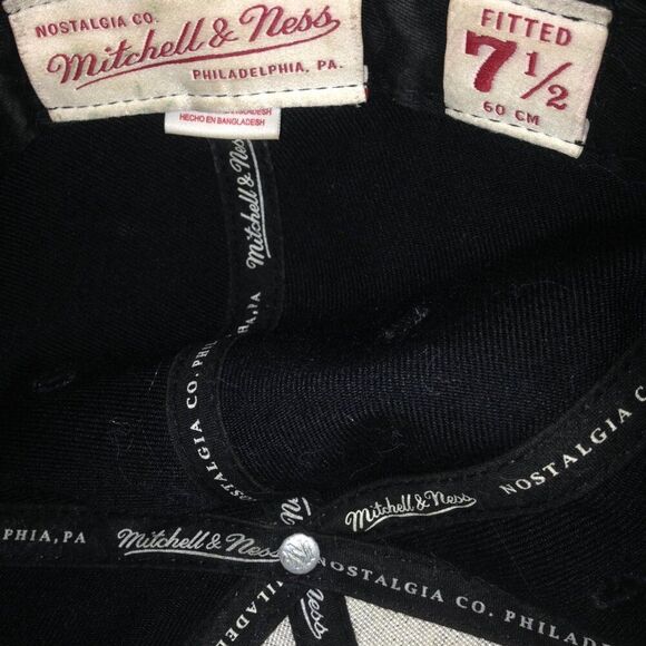 Men's Mitchell & Ness OFFICIAL Brooklyn Nets NBA Flat Brim Hat Size 7 1/2 7.5 - Picture 7 of 9